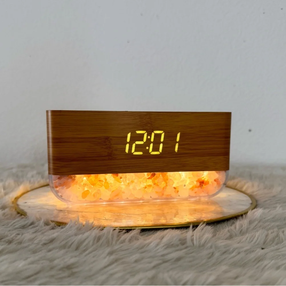 NEW Sunrise Simulator Salt Lamp Alarm Clock Wireless Phone Charger - Picture 4 of 14